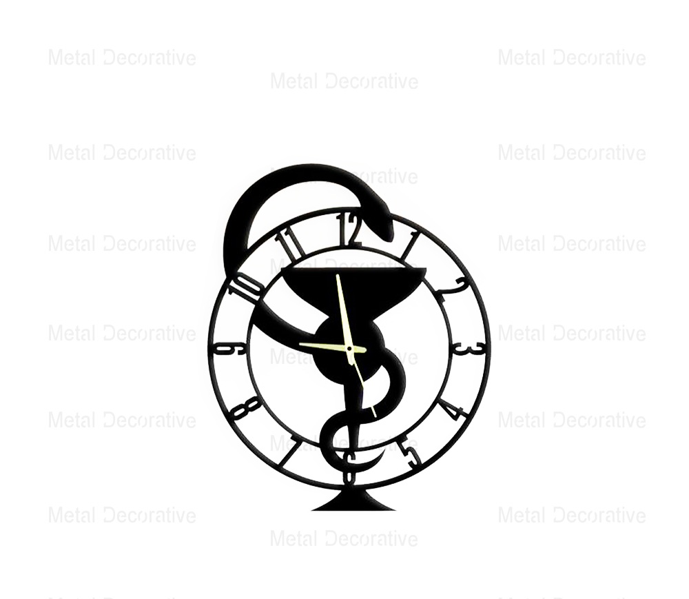 ساعت دیواری مدرن فلزی داروخانه با موتور آرام گردH602