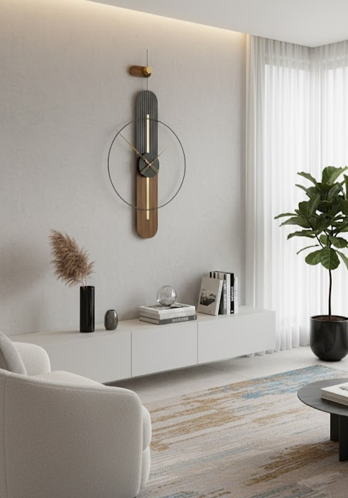 ساعت دیواری فلزی و چوبی مدرن شیکH535