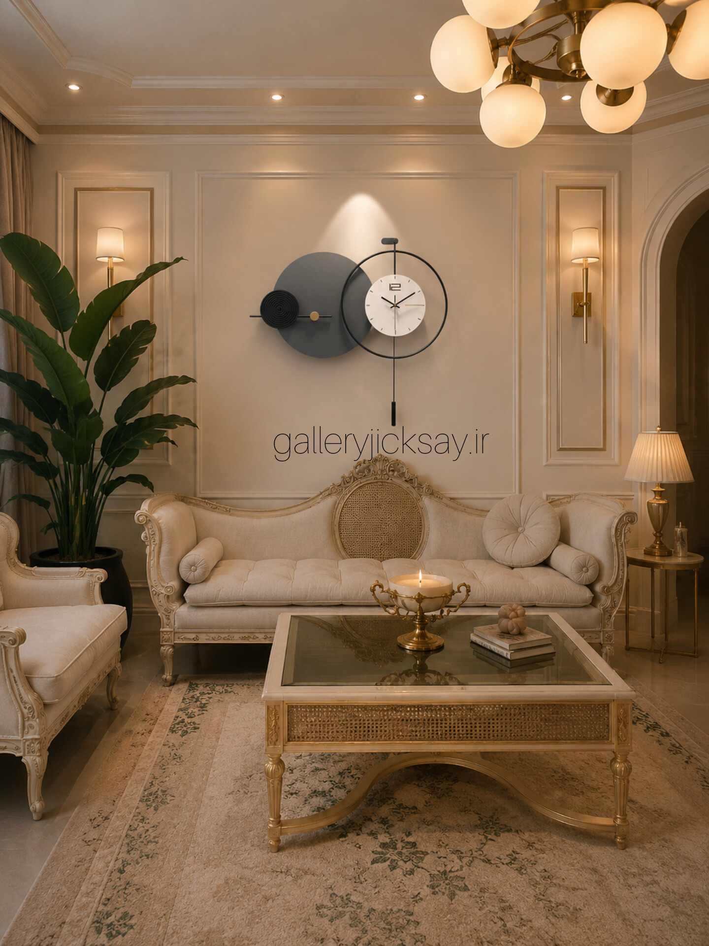 ساعت دیواری مدرن چوبی و فلزی شیکH520