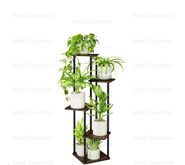 استند گلدان فلزی با 5 طبقه چوبی G146